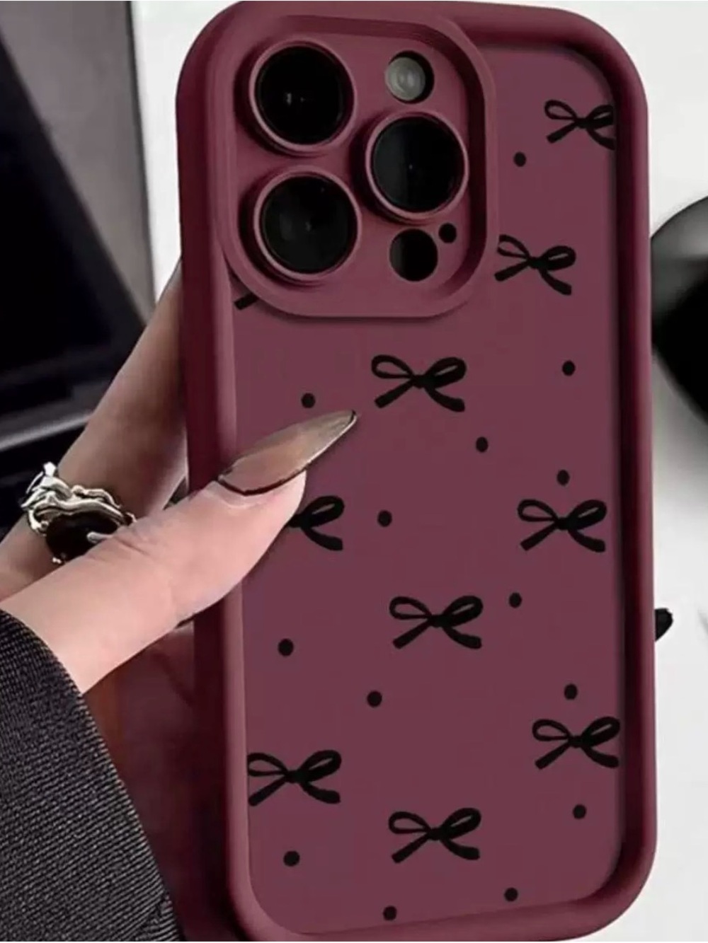 iPhone 18 Pro Pink Bow Pattern Cute Protective Case